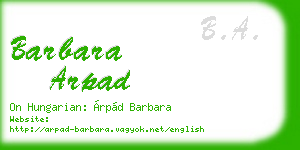 barbara arpad business card