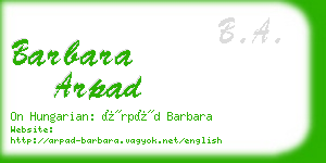 barbara arpad business card